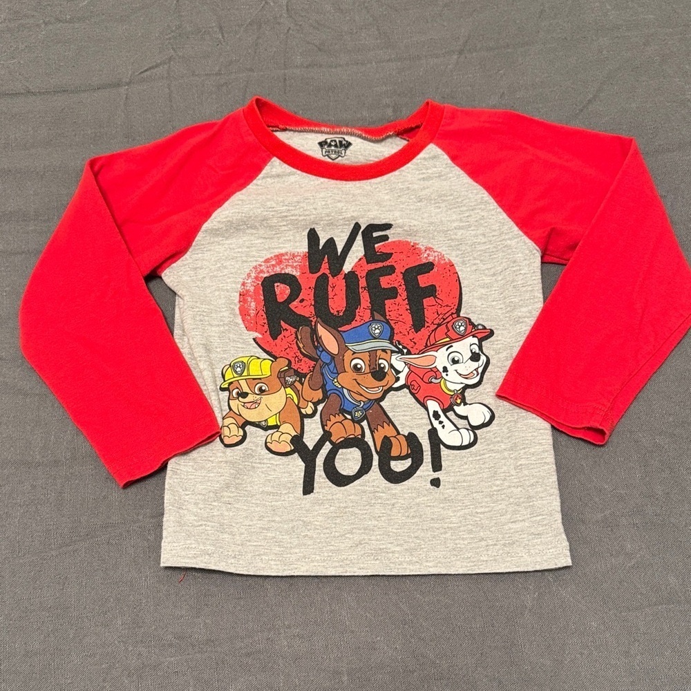 Paw Patrol Red Gray Long Sleeve Tee